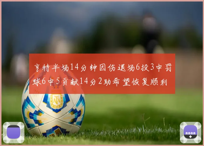 亨特半场14分钟因伤退场6投3中罚球6中5贡献14分2助希望恢复顺利